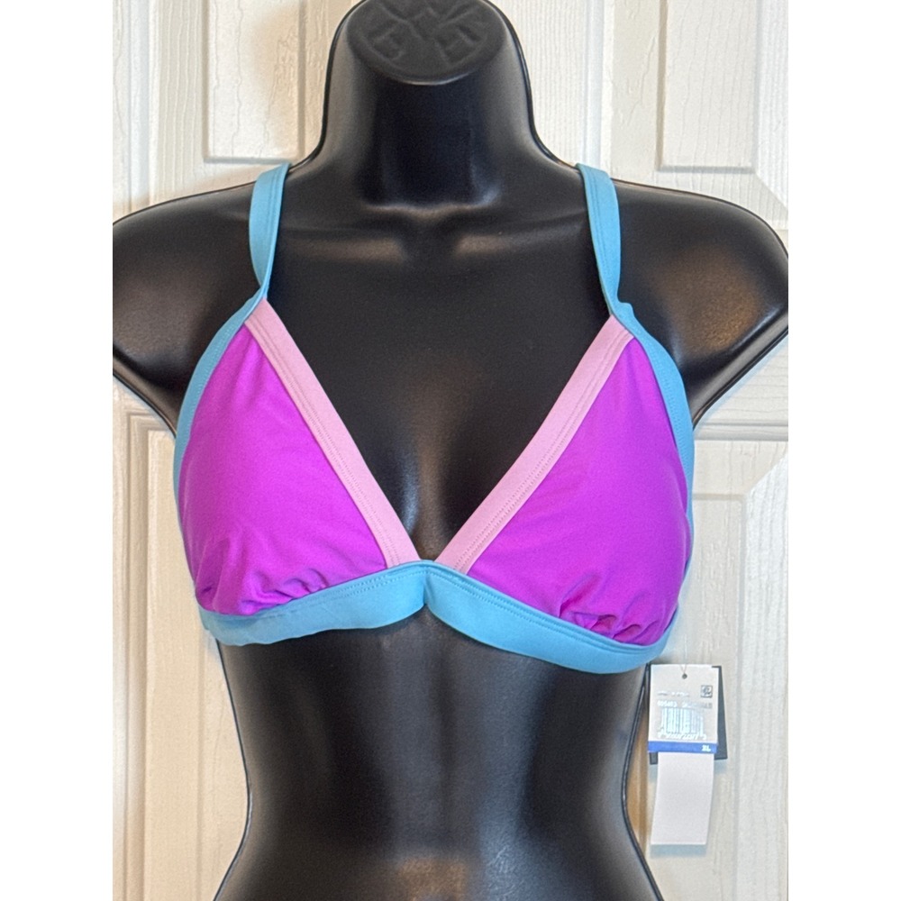 Salt & Cove Bikini Top Triangle Crisscross Back Swimwear Orchid‎ Multi XL